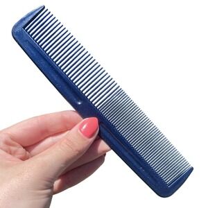 Pocket Purse Vintage UNBREAKABLE Used Comb Plastic 80s 90s USA Glitter Navy Blue
